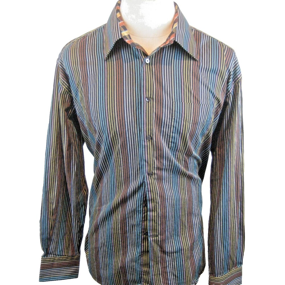 Mens Riscatto Multicolor Stripe LS Cotton Casual Shirt sz XXL